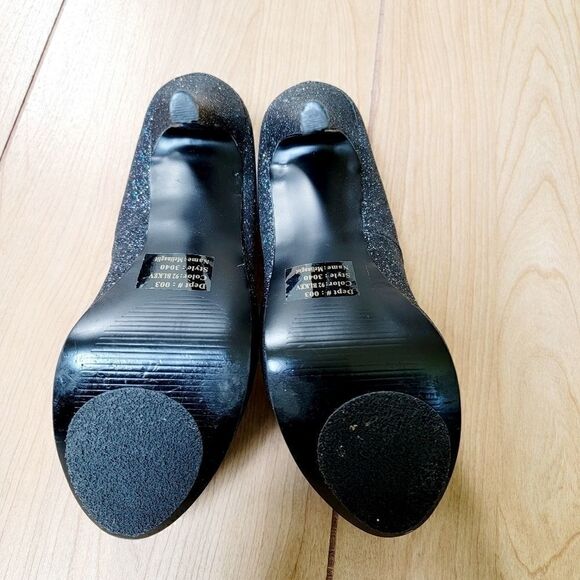 BAKERS MELINA BLACK GLITTER PLATFORM SHOES - Picture 8 of 15